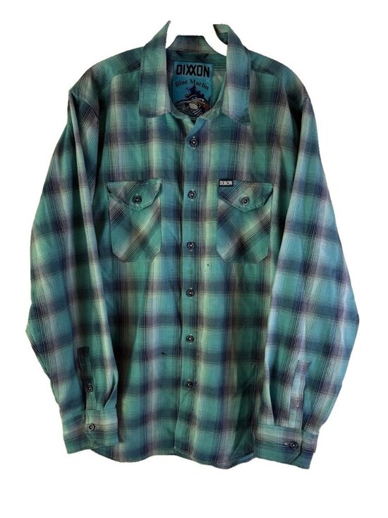 DIXXON Other - DIXXON Blue Marlin Plaid Flannel Pocket Button Shirt